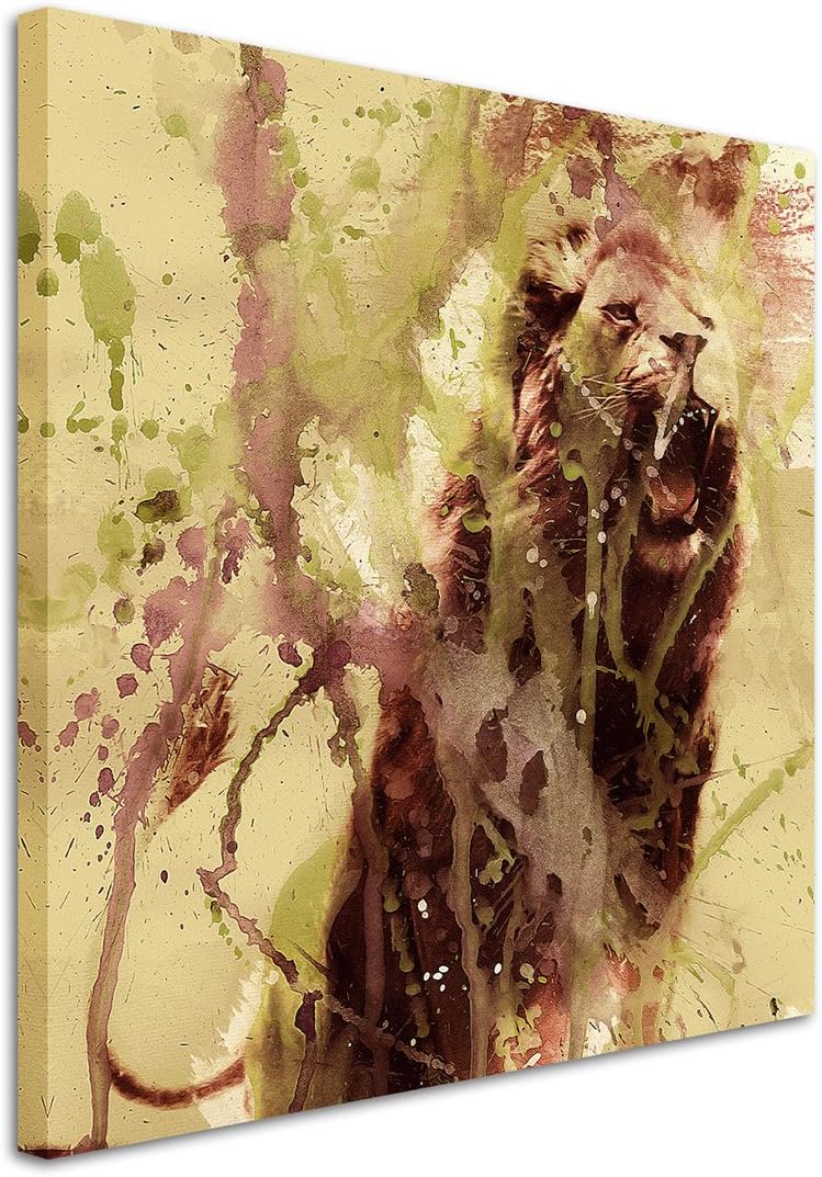 Loewe_60x60cm Splash Art Paul Sinus Aquarell, Gemälde, Kunstbild auf Leinwand