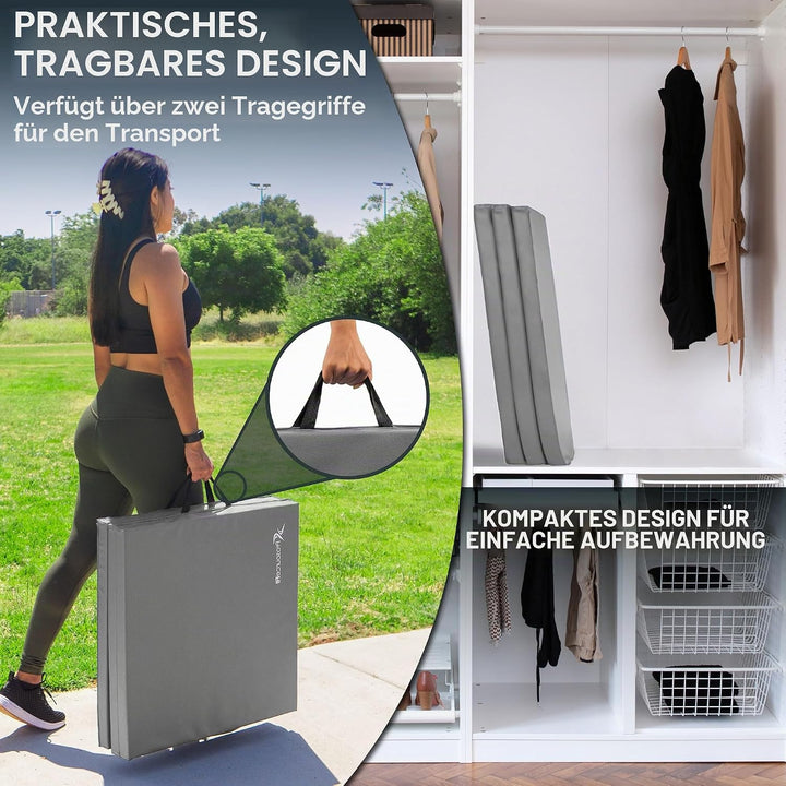 ProsourceFit dreifach faltbare dicke Trainingsmatte 183 cm x 61 cm mit Tragegriffen für Turnen, MMA,