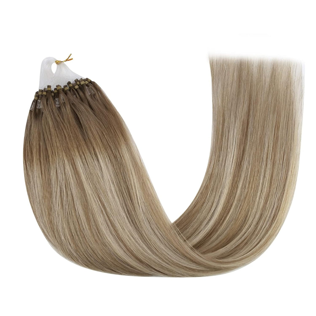 YoungSee Microring Extensions Ombre 50 cm Microring Extensions Echthaar 1g Ombre Braun Balayage Blon