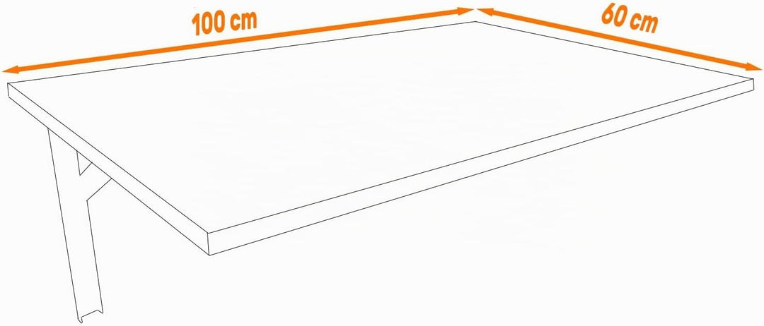AKKE Klapptisch Wandklapptisch Esstisch - Klappbar Faltbar Platzsparend - Rechteckig - 100cm x 60cm