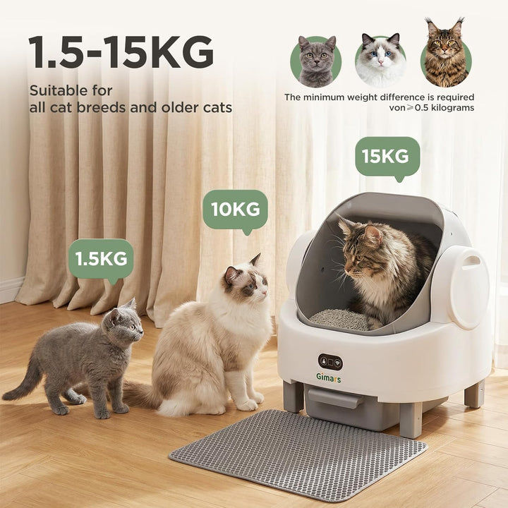Gimars Selbstreinigende Katzentoilette mit offenem Design, Automatisches Katzenklo für mehrere Katze