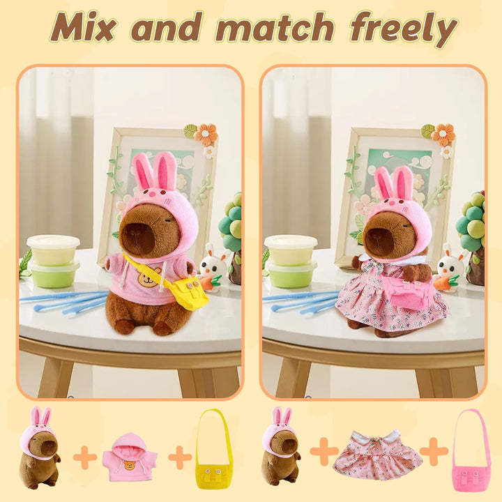 Capybara Plüschtier, 23CM Capybara Kuscheltier Set Cartoon Plüschtiere, Plüsch Puppe Spielzeug mit K