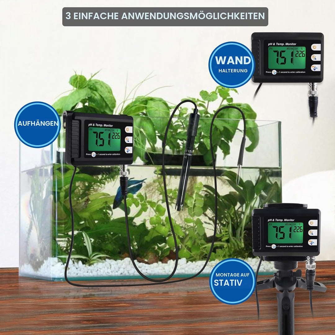 PH Messgerät 2 in 1 Temperatur PH Tester ph Monitor Wasserqualität Tester 0-14 PH, ph Wert Messgerät