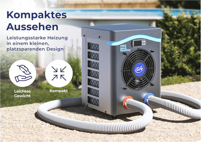 Gre HPM40 HPM40-Mini-Wärmepumpe für Aufbau-Pool bis zu 40 m3, blau, 40 m3