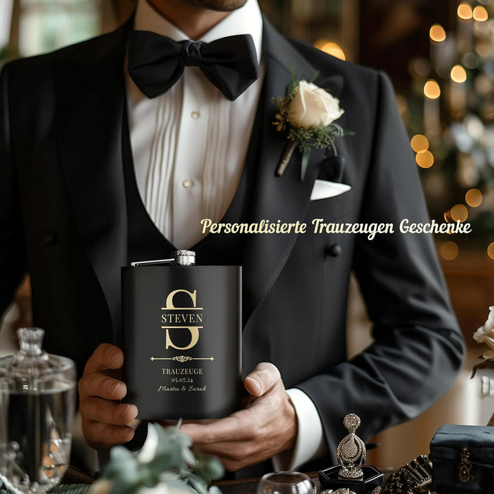 Flachmann Mit Gravur, 8 Stück Flachmänner Personalisiert 227ml/8oz für Trauzeugen Geschenke, Gravier