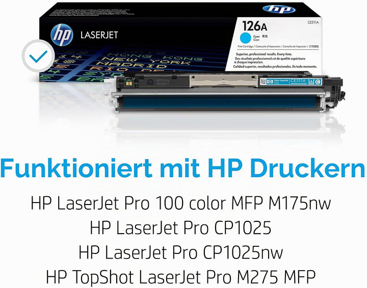 HP 126A (CE311A) Blau Original Toner für HP Color Laserjet Pro CP1025, M175, TopShot Laserjet Pro M2