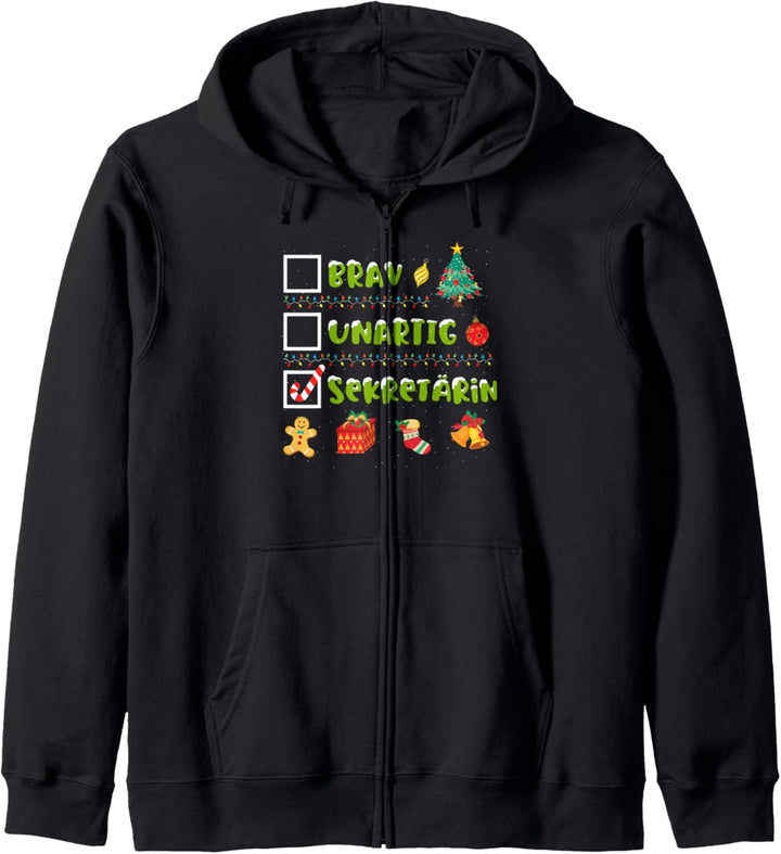 Lustiges Brav, Unartig, Sekretärin Weihnachten Geschenk Kapuzenjacke