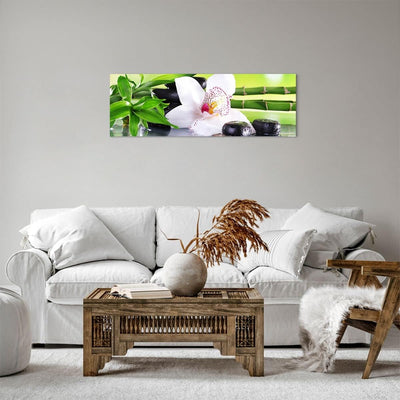 Panorama Bilder auf Leinwand blume orchidee Leinwandbild mit Rahmen 90x30cm Wandbilder Dekoration Wo