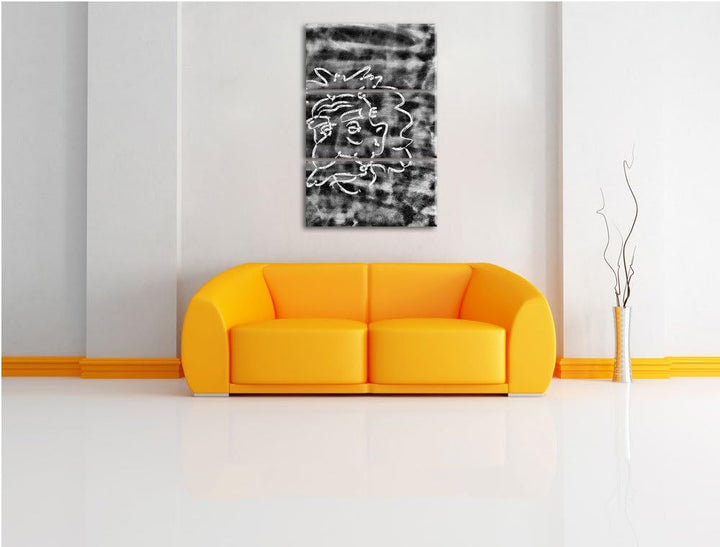 Pixxprint Albert Einstein als Leinwandbild | Grösse: 3 Teilig (120x80) | Wandbild| Kunstdruck | fert