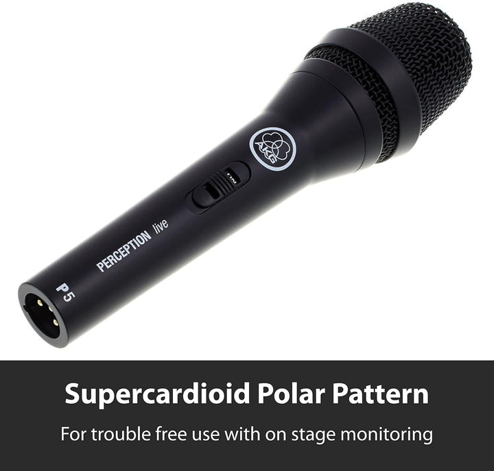 AKG P5s Professionelles dynamisches Live-Gesangsmikrofon mit Schalter &amp; Stagg Hochwertiges Mikrofonk