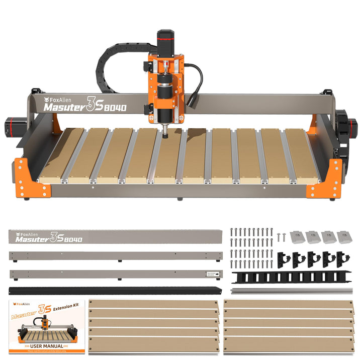 FoxAlien Masuter 3S 8040 Erweiterungsset mit verbessertem Hybrid-Spoilboard für X-Achse, kompatibel