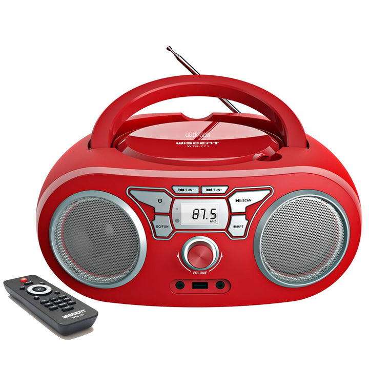 Tragbares Radio – mit CD-Player, Bluetooth Boombox, UKW-Radio, Fernbedienung, USB/AUX-Eingang, Kopfh