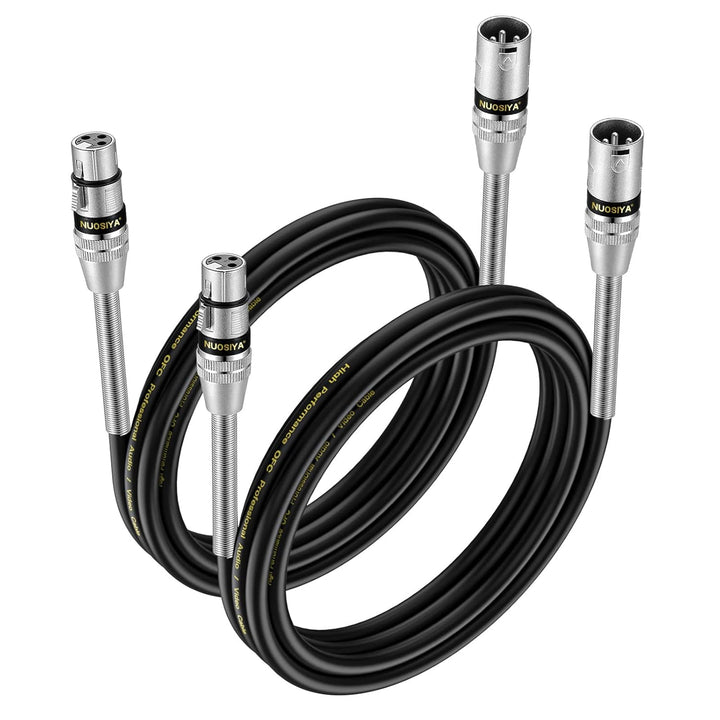 NUOSIYA XLR Kabel 2m 2Pack Symmetrisches Mikrofonkabel, Metallfeder SR Design XLR-Stecker auf Buchse