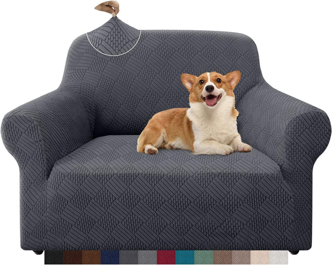 Granbest Stilvolle Rhombus Dicker Sesselbezug Hoher Stretch Stuhlüberzug 1-Sitzer Couchbezug für Kin