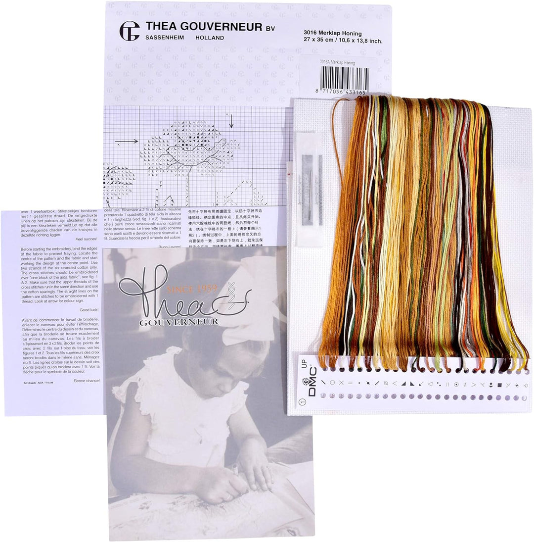 Thea Gouverneur - Kreuzstich-Set - Honig-Sampler - Aida - 16 Count - Für Erwachsene - 3016A, Honig-S