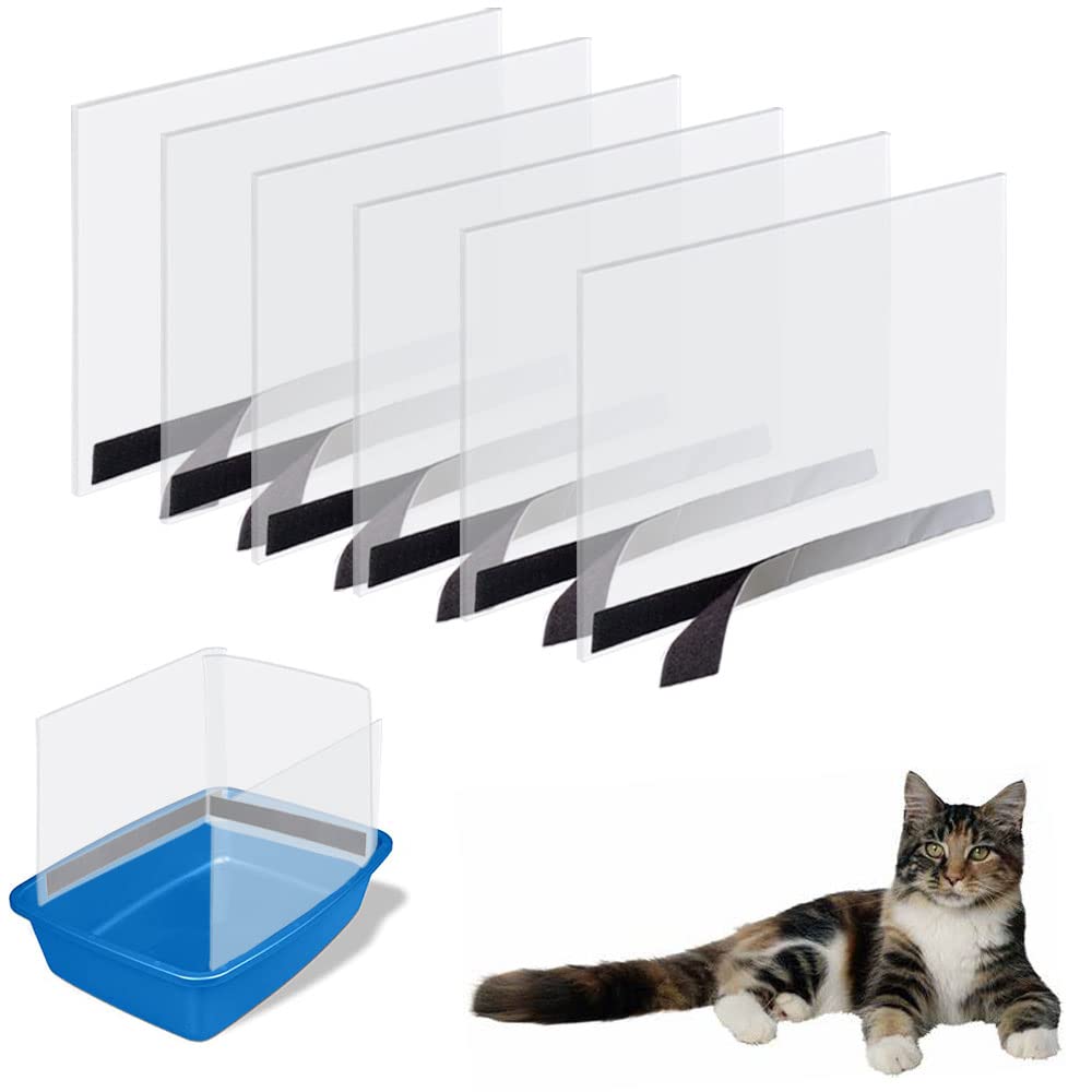 6PCS Katzentoiletten-Schild, hohe Seite, Oben offen, Katzentoilette, hält Streu in der Pfanne (Katze