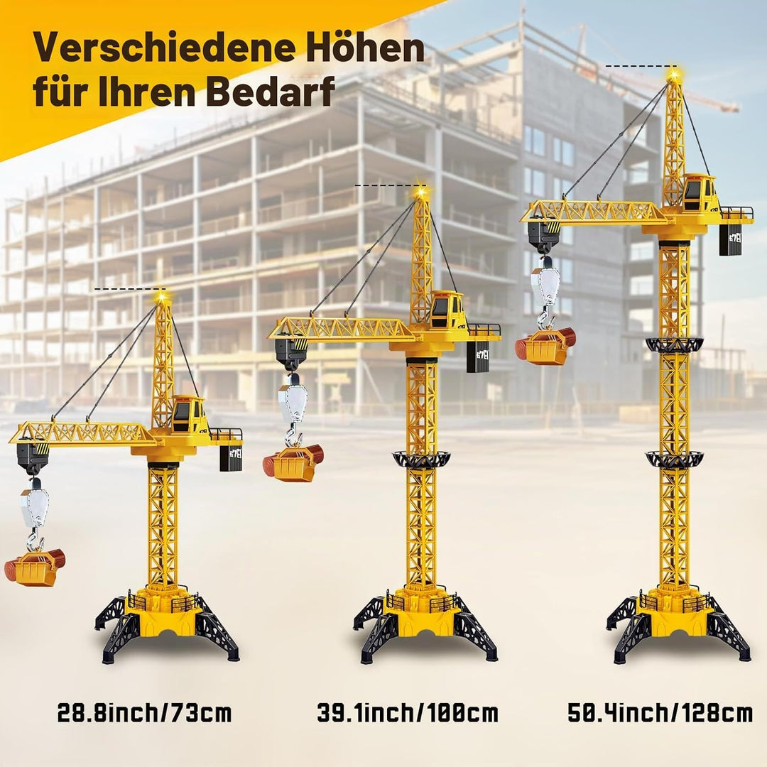 Ulikey Ferngesteuerte Turmkra, 128 cm Hohe, 6 Kanäle Turmdrehkran, 2.4GHz RC Kran Ferngesteuert, Fer