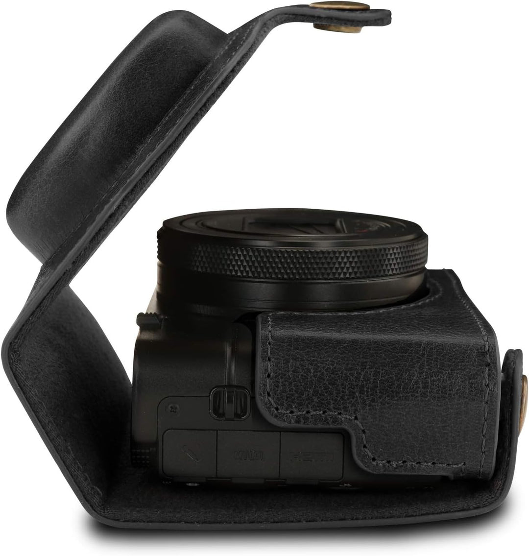 MegaGear MG1729 Ever Ready Echtleder Kameratasche mit Trageriemen kompatibel mit Sony Cyber-Shot DSC