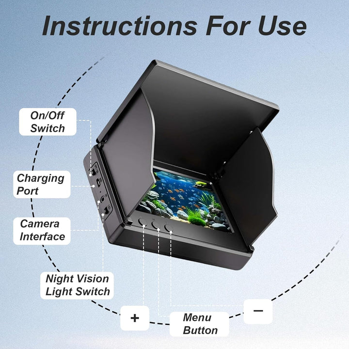 Unterwasserkamera Angeln Tragbarer Fischfinder mit IPS Display, IP67 Unterwasser Kamera mit 4,3-Zoll