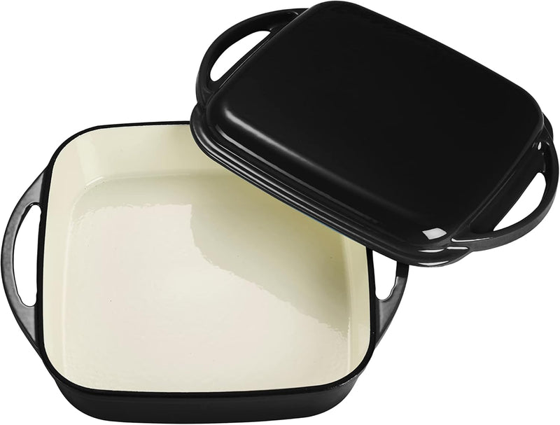 Echtwerk Universalbräter und Pfanne 2-in-1 Set, Gusseisen Auflaufform mit Deckel, Gusseisentopf mit