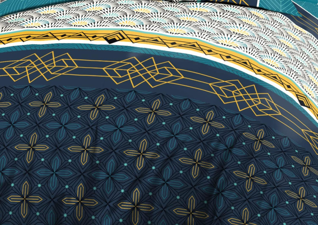 Le linge de Jules Bettbezug-Set, Baumwolle, Blau, Gelb, 240 x 260 cm 240 x 260 cm Blau / Gelb, 240 x