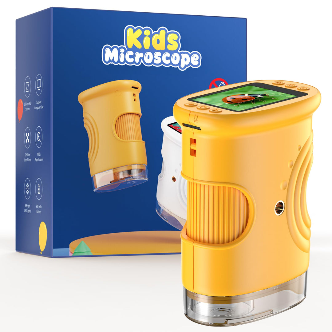 1000X Digital Mikroskop für Kinder Lupe: Handy Taschenmikroskop mit 2.0" IPS Bildschirm & 8 LED Lich