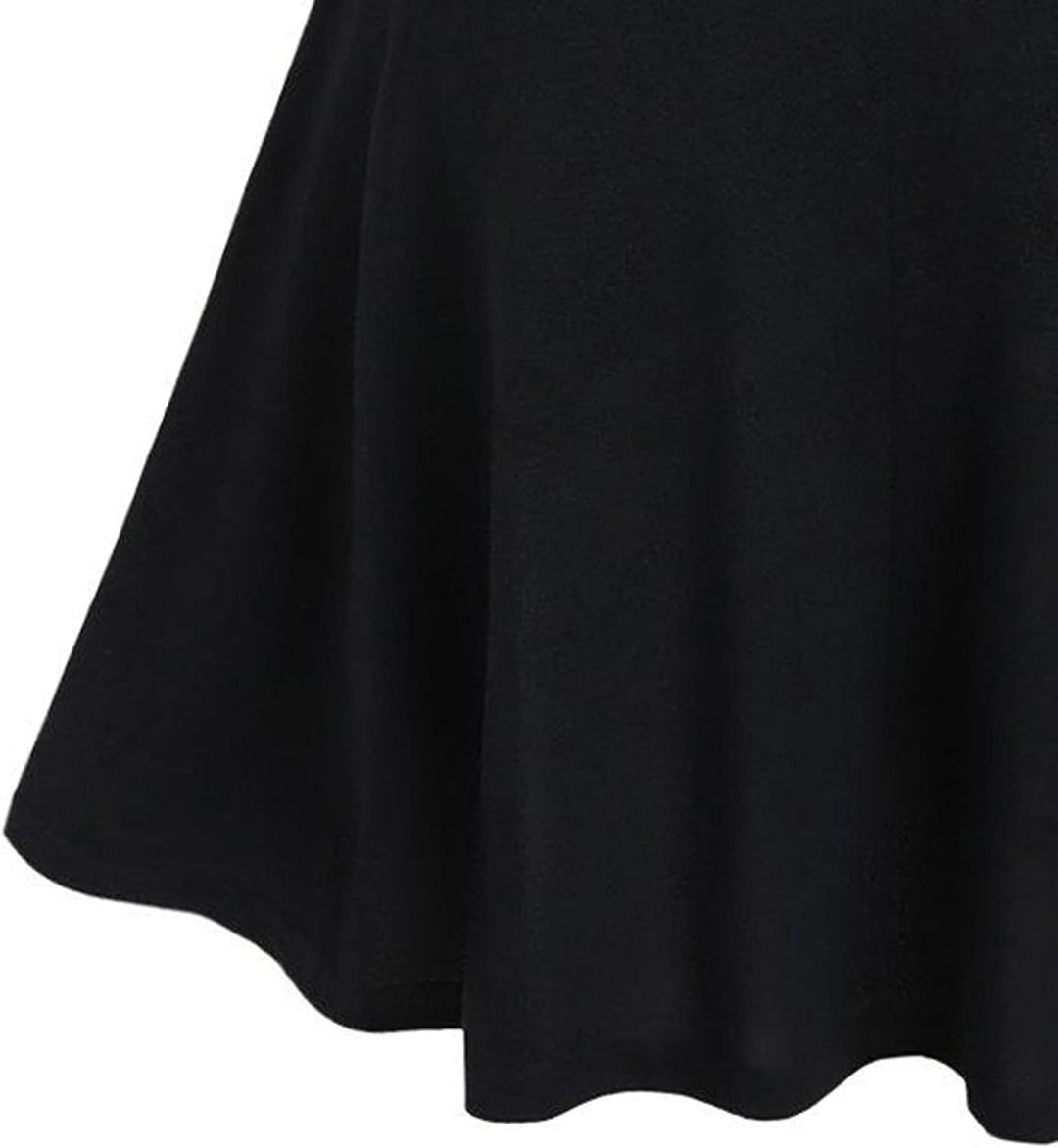 Weihnachten Schulterfrei Kleider für Damen Vintage Druck Patchwork A-Linie Kleid Lässig Locker Flies