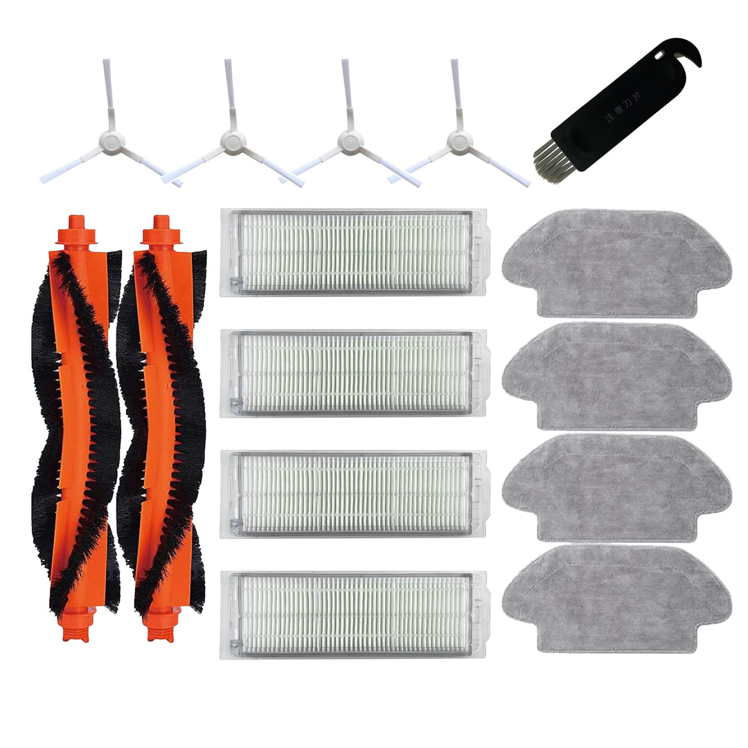 JoyBros Zubehör Ersatzteile für Vacuum-Mop 2S Vacuum Mop Pro 4 Wischtücher 2 Hauptbürsten, 4 Seitenb