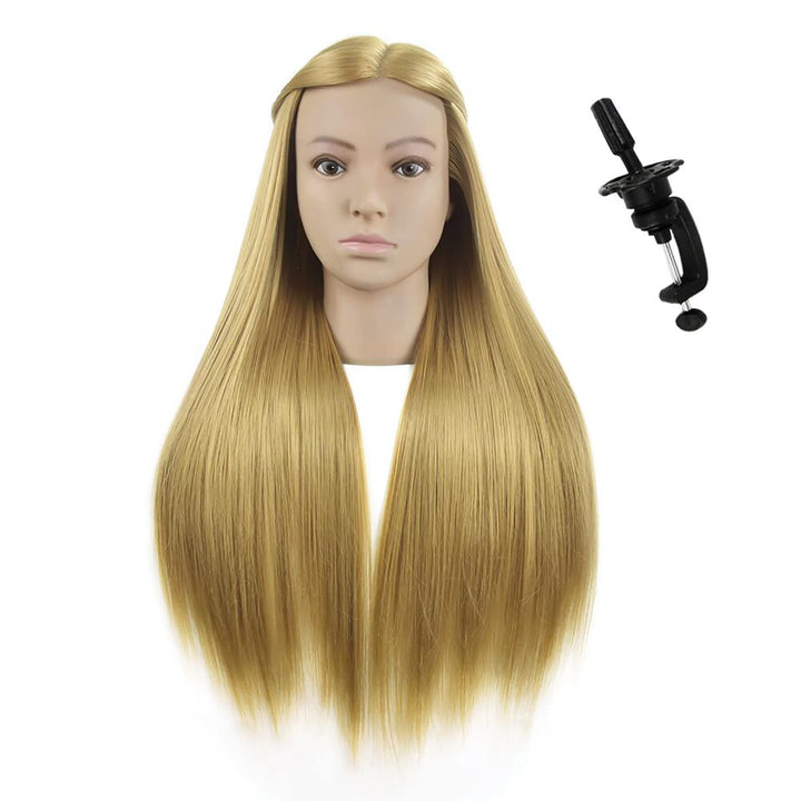 Übungskopf mit Kunsthaar, 71,1 cm, Profi-Übungskopf für Friseurpuppe, Kopf mit Tischklemme 06G-27, 0