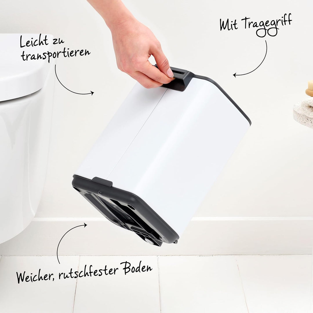 Brabantia Bo Treteimer 12 L (beige), platzsparender Mini Mülleimer mit Soft-Close-Funktion und leich