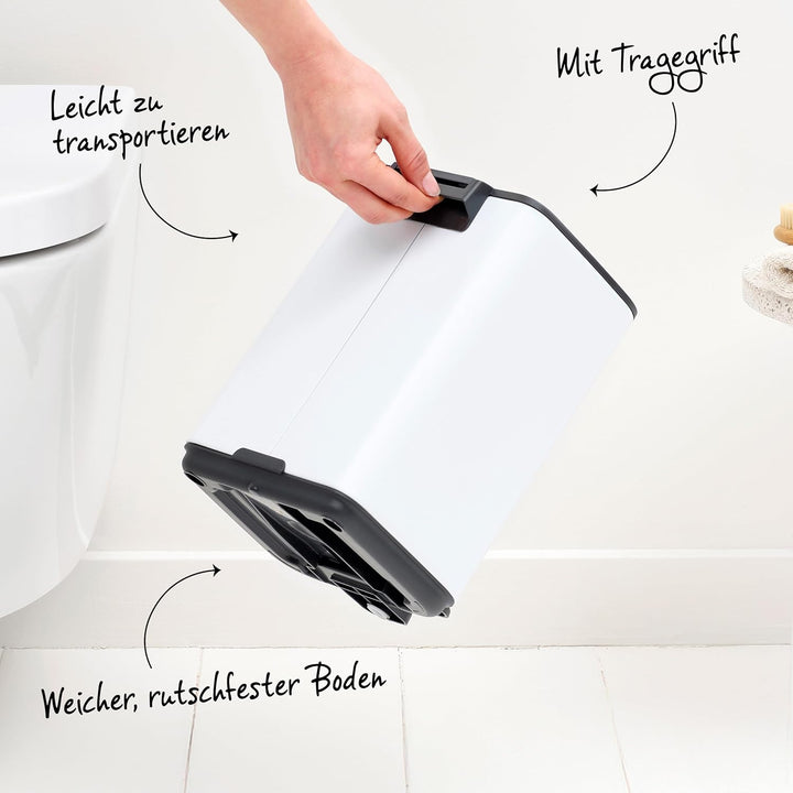 Brabantia Bo Treteimer 12 L (beige), platzsparender Mini Mülleimer mit Soft-Close-Funktion und leich