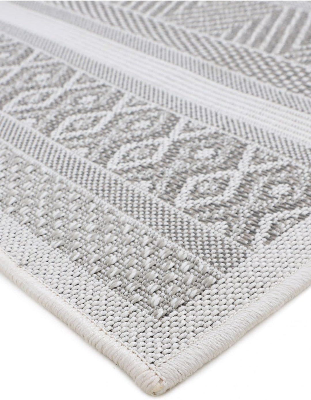carpetfine In- und Outdoor Teppich Boho Läufer Beige Flachgewebeteppich 60x180 cm | Moderner Teppich