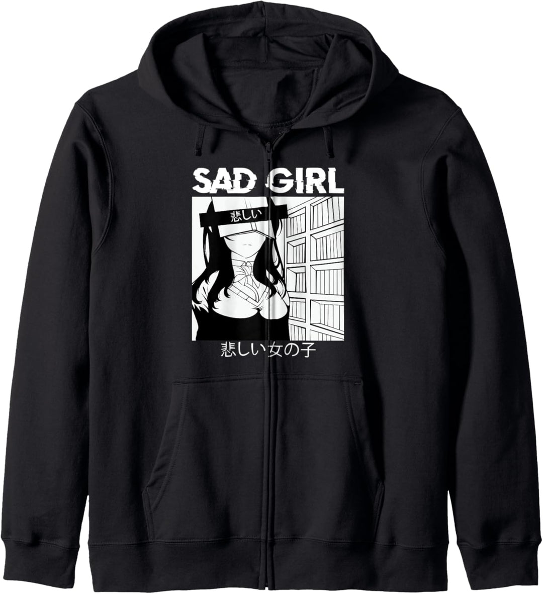 Sad Anime Girl Japanisches Retro Babe Otaku Manga Cosplay Kapuzenjacke