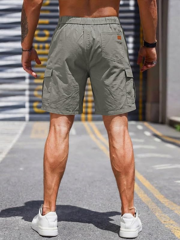 Elegancity Kurze Hosen Herren Cargo Shorts Sommer Freizeithose Kurze Elastische Taille Chino Shorts