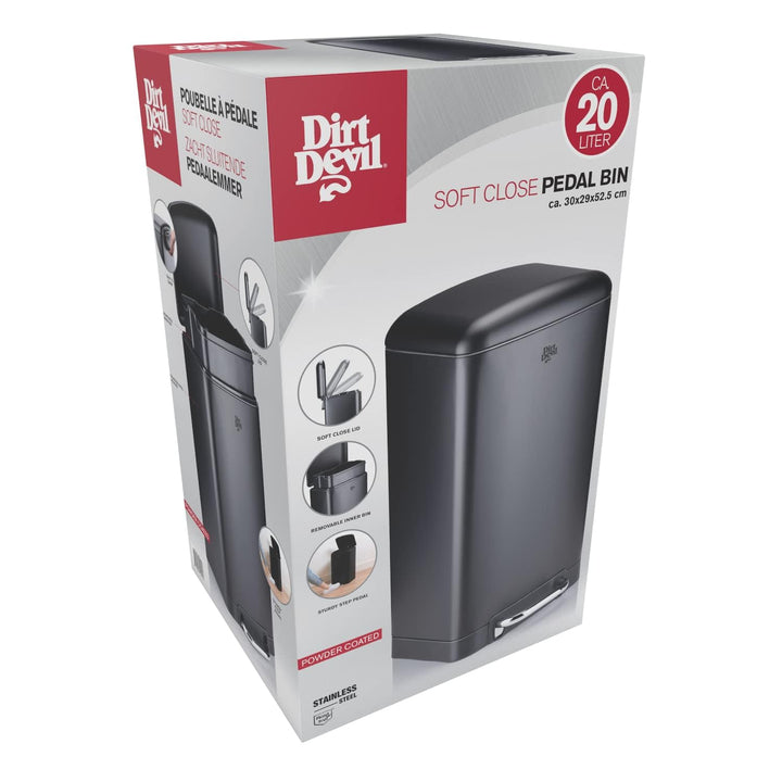 Dirt Devil Tretmülleimer 20L – Mülleimer Küche mit Soft Close – Abfalleimer aus Edelstahl – Herausne