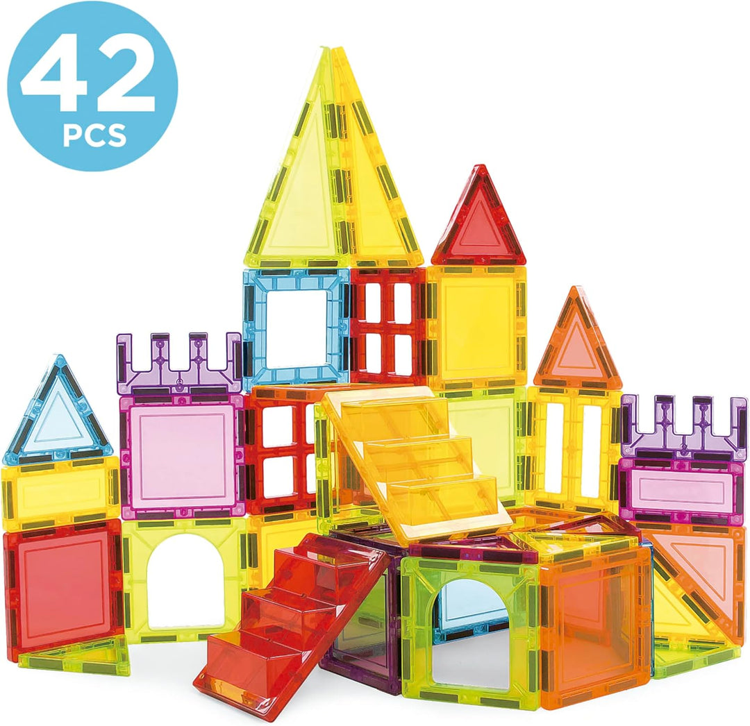 Educa - Magnetic | Magnetische Bausteine Kinder 42 Teile | 3D-Magnetbaukasten mit Fenstern & Spitzen