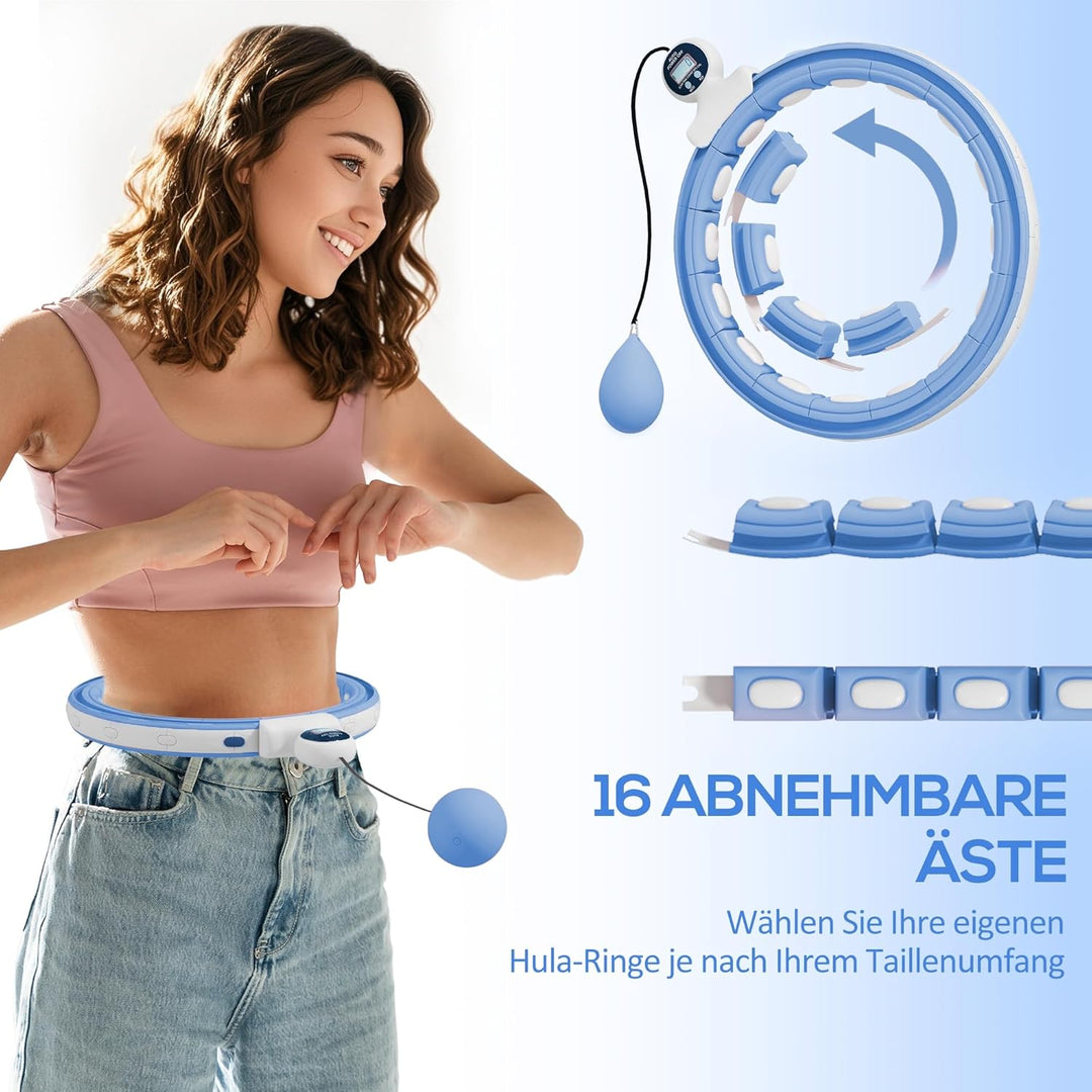 SPORTNOW Smart Hula Hoop Reifen Erwachsene mit Gewicht Kugel Zähler 16 Knoten (76-113cm) Einstellbar
