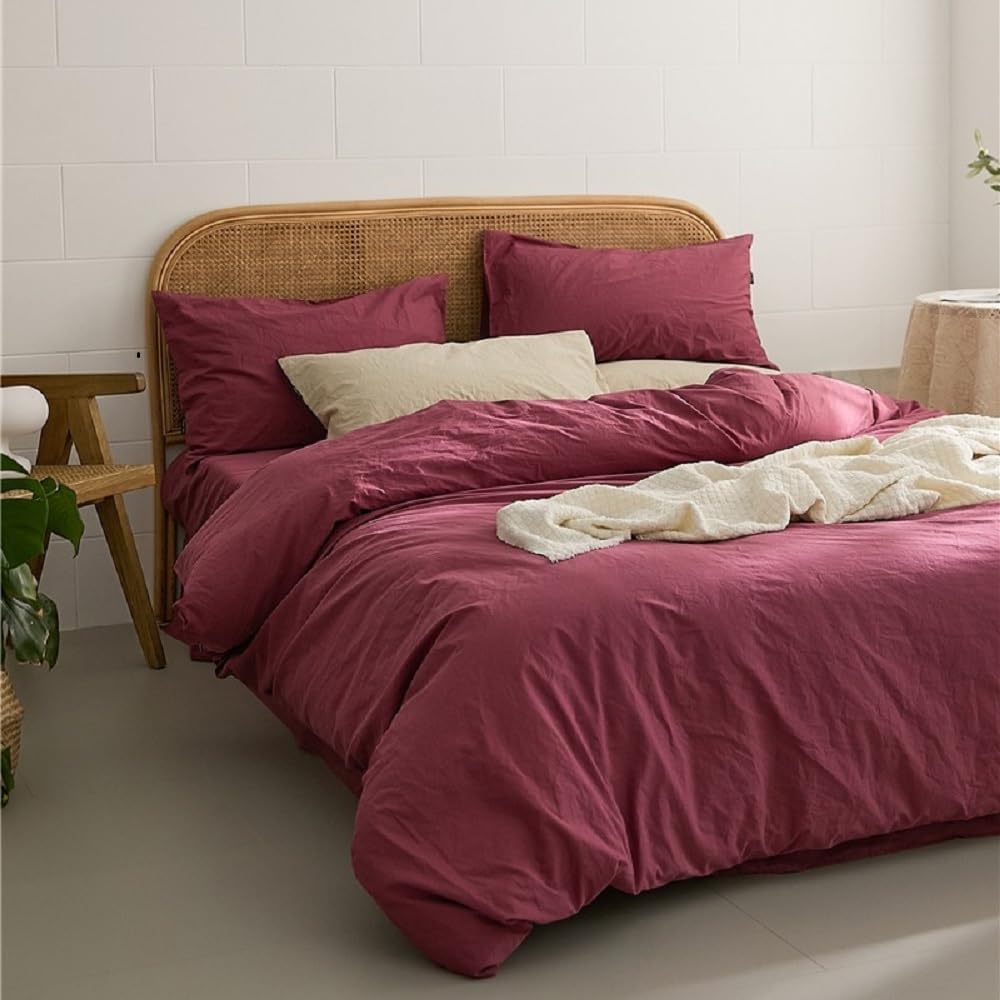 Sedefen Bettwäsche 200x200cm Baumwolle Renforce Altrosa Rosa Uni Unifarben Baumwollbettwäsche Set,Do