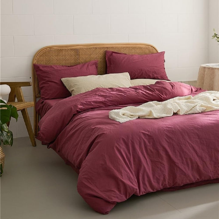 Sedefen Bettwäsche 200x200cm Baumwolle Renforce Altrosa Rosa Uni Unifarben Baumwollbettwäsche Set,Do