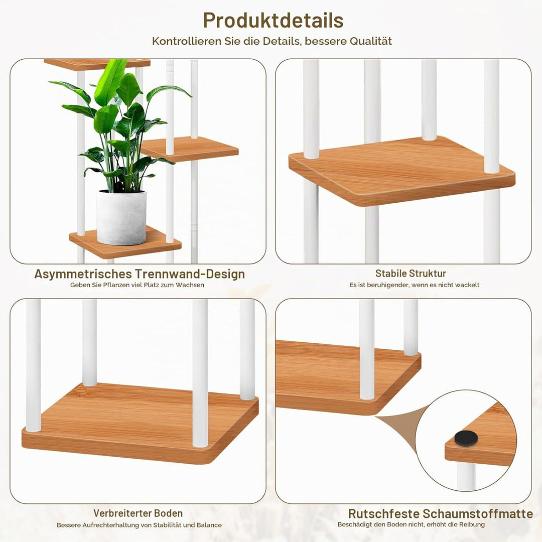 YOCOMEY 6-Tier Hölzern Blumenregal Pflanzenregal, Mehrstöckig Blumenständer Pflanzenständer Blumenba