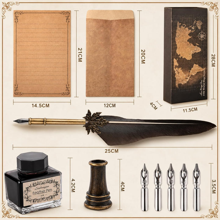 Schreibfeder Kalligraphie Feder, Handgemachte Dip Pen, Vintage Federkiel Dip Quill Pen Writing Ink S