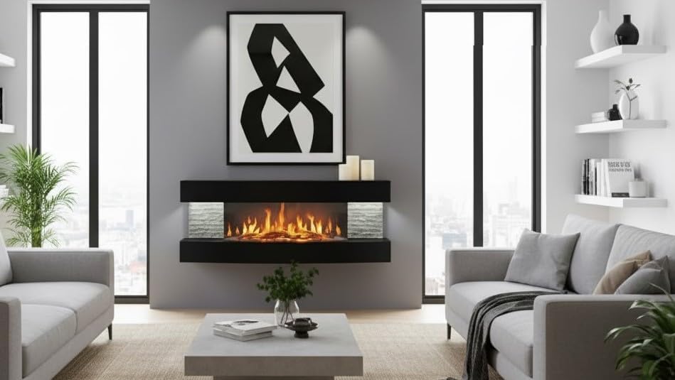 Chemin'Arte Elektrischer Wandkocher, Lounge, 2000 W, 120 cm, Schwarz