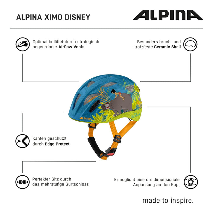 ALPINA XIMO - Leichter, Sicherer & Bruchfester Fahrradhelm Mit Optionalen LED-Licht Für Kinder Jungl