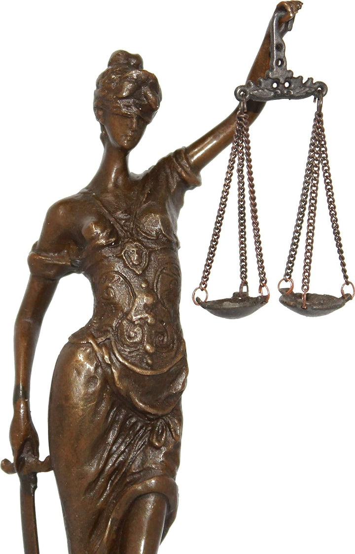 Antik 2000 Bronzeskulptur Justitia Göttin der Gerechtigkeit Bronzefigur Handarbeit Signiert