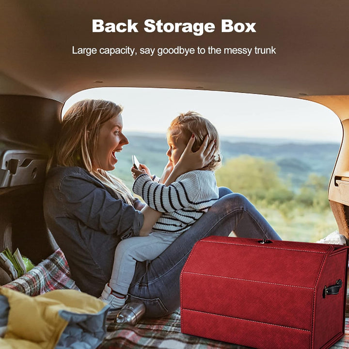 Ergocar Kofferraum Organizer, Faux Gewebtes Wildleder Autotasche Auto Kofferraum Box, Zusammenklappb