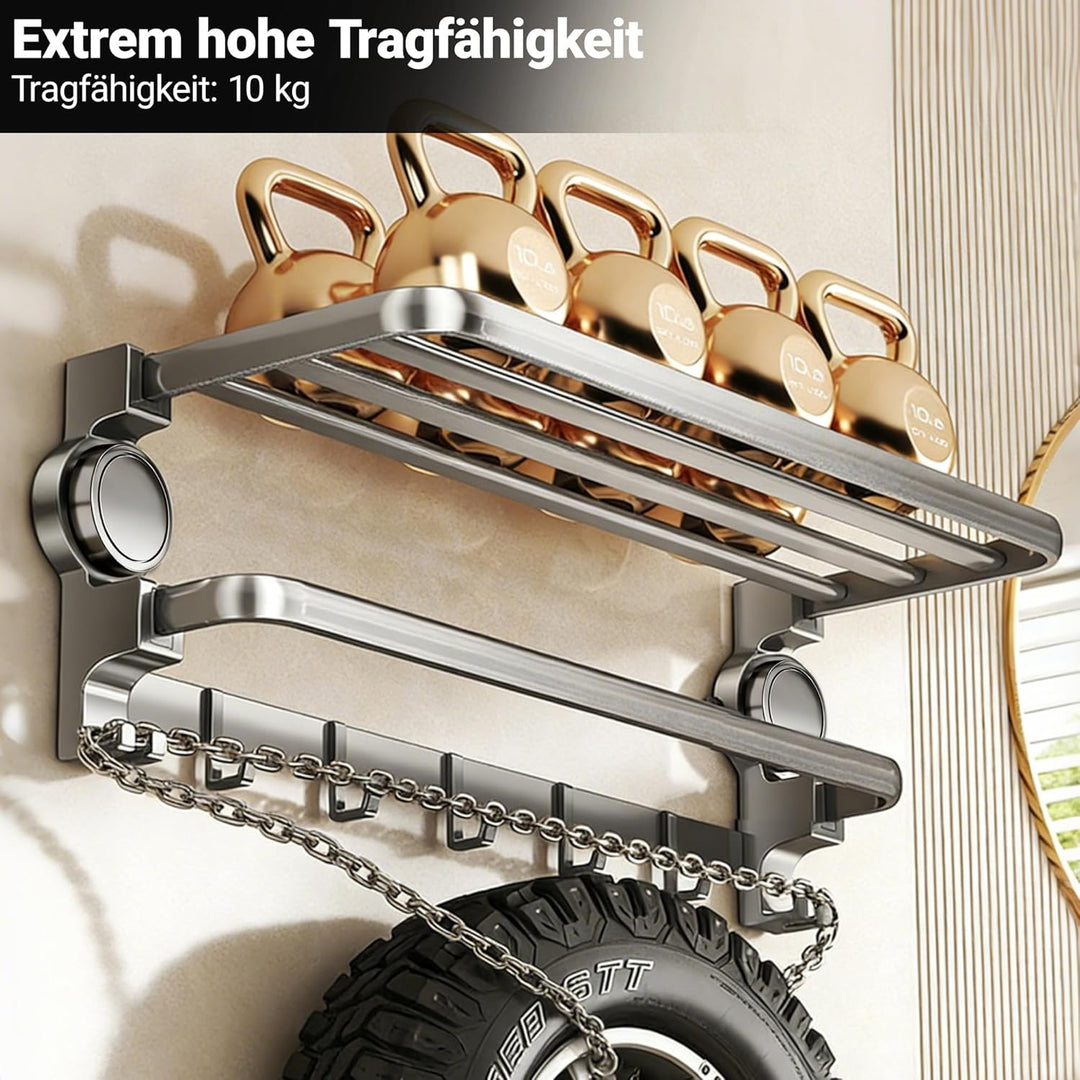 Handtuchregal für Badezimmer – Handtuchhalter ohne Bohren mit Saugnapf, 90° Verstellbares Design, Ho