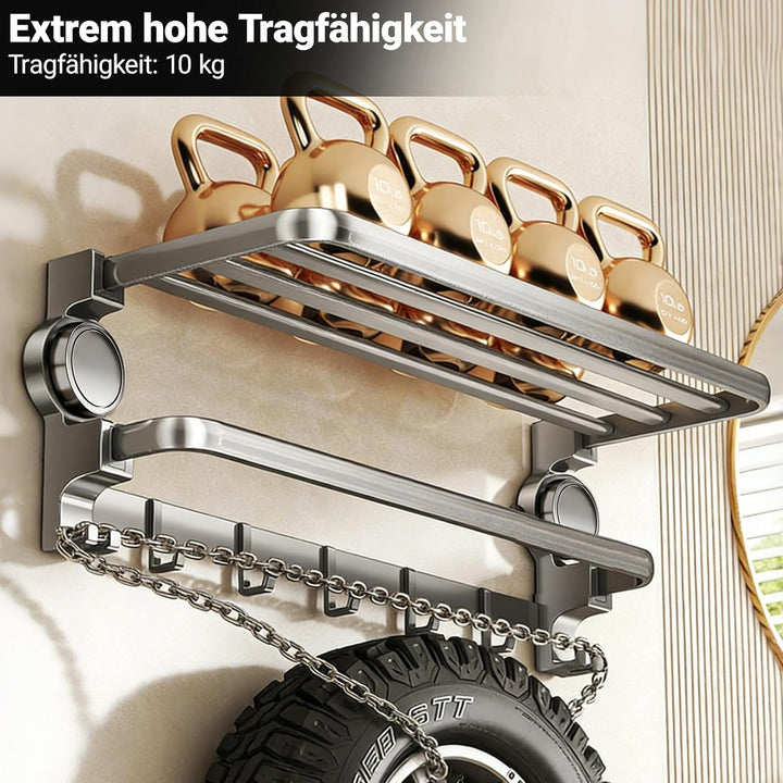 Handtuchregal für Badezimmer – Handtuchhalter ohne Bohren mit Saugnapf, 90° Verstellbares Design, Ho