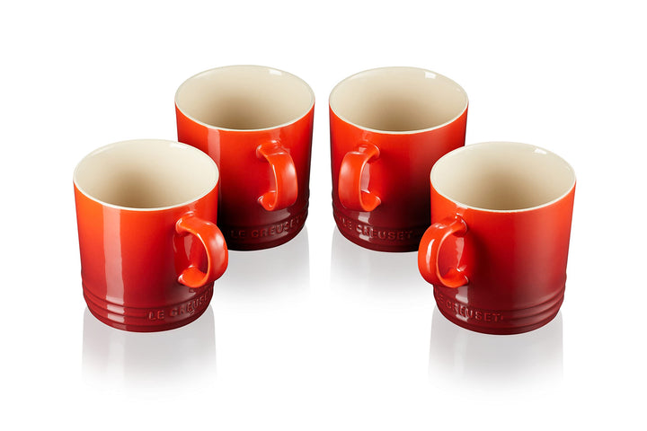 Le Creuset 4er-Set Becher aus Steinzeug, je 350 ml, Kirschrot, 79113350600000 Kirschrot 350 ml 4er-S
