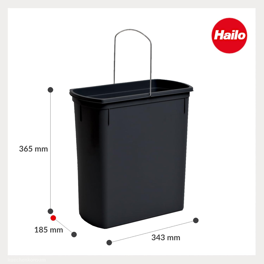 Hailo Inneneimer 1226239 schwarz 18 L | Ersatz-Inneneimer aus Kunststoff | Rechteckig mit Henkel | M