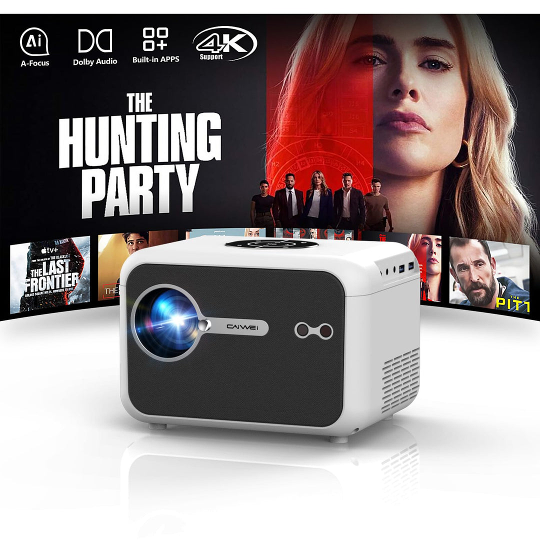 4K Smart Beamer mit HDMI eARC/CEC WiFi6 Bluetooth5.4, Tragbarer Projektors mit Autofokus und Objekti